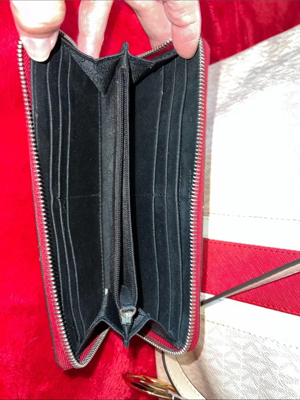 Michael Kors Pink and Red Stripe Tote with Matching Wallet